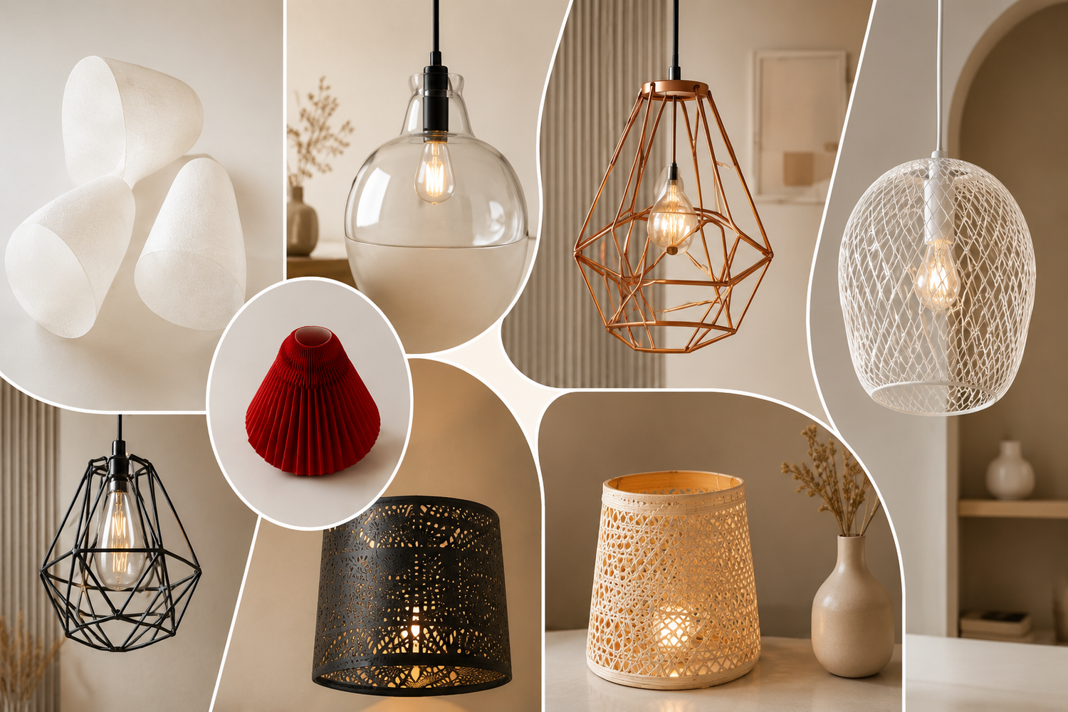 Collection d’abat-jours design modernes en métal, verre et PVC pour un intérieur moderne