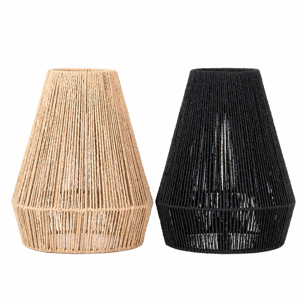 Abat-jour Auteuil en corde tressée effet rotin disponible en beige et noir diamètre 24 cm