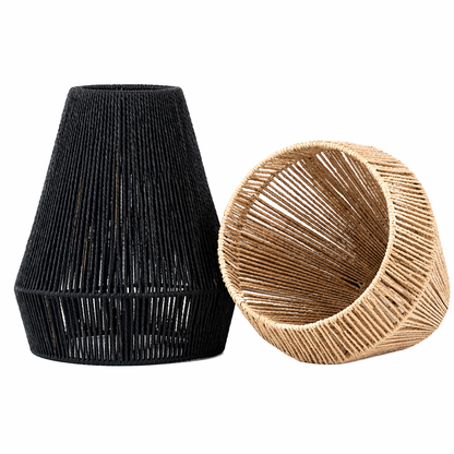 Détails de l’abat-jour Auteuil en corde tressée effet rotin beige et noir