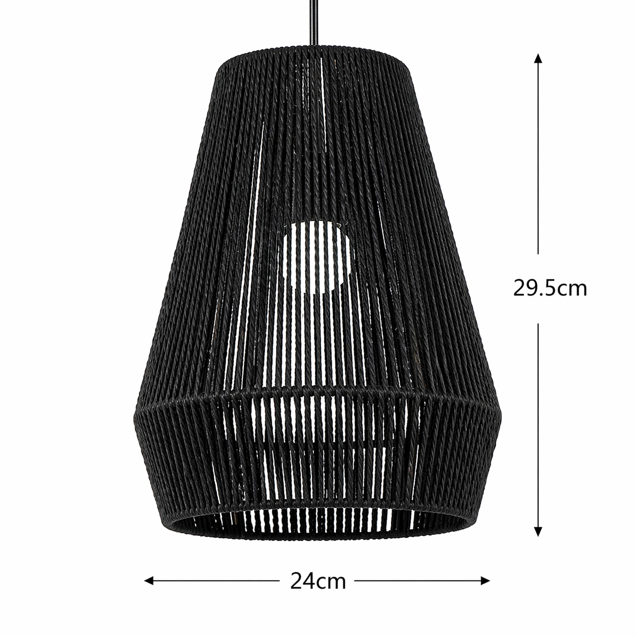 Dimensions de l’abat-jour Auteuil noir : diamètre 24 cm et hauteur 29,5 cm