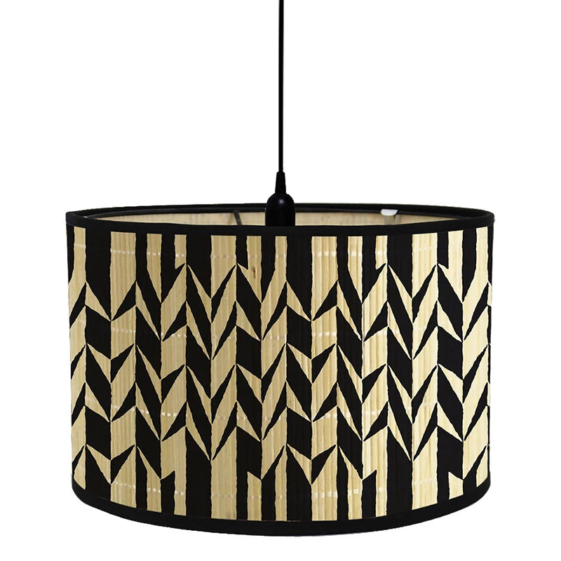 Abat-jour Bonaparte avec motif feuilles noir et beige