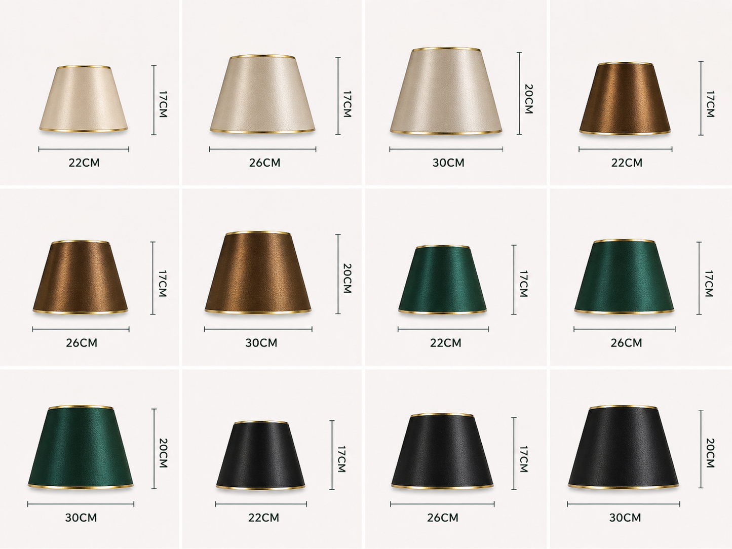 Variantes de couleurs de l’abat-jour Haussmann en tissu et PVC