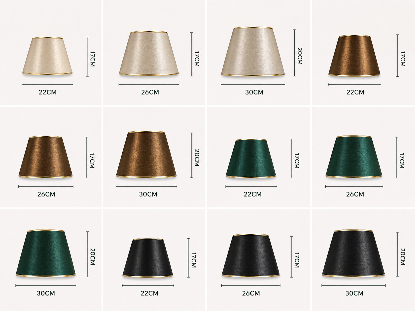 Variantes de couleurs de l’abat-jour Haussmann en tissu et PVC