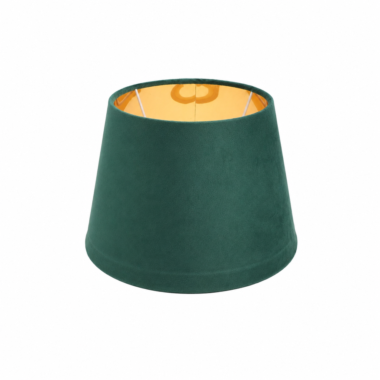 Abat-jour Montaigne en tissu vert avec doublure dorée
