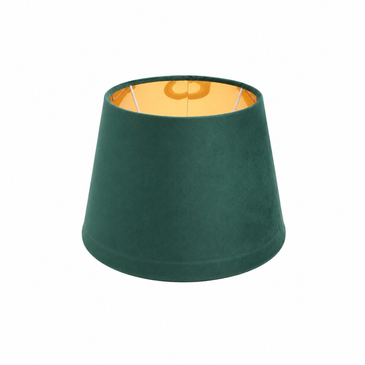 Abat-jour Montaigne en tissu vert avec doublure dorée