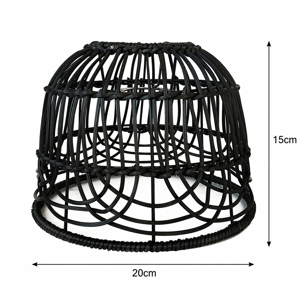 Abat-jour Passy en rotin tressé noir diamètre 20 cm