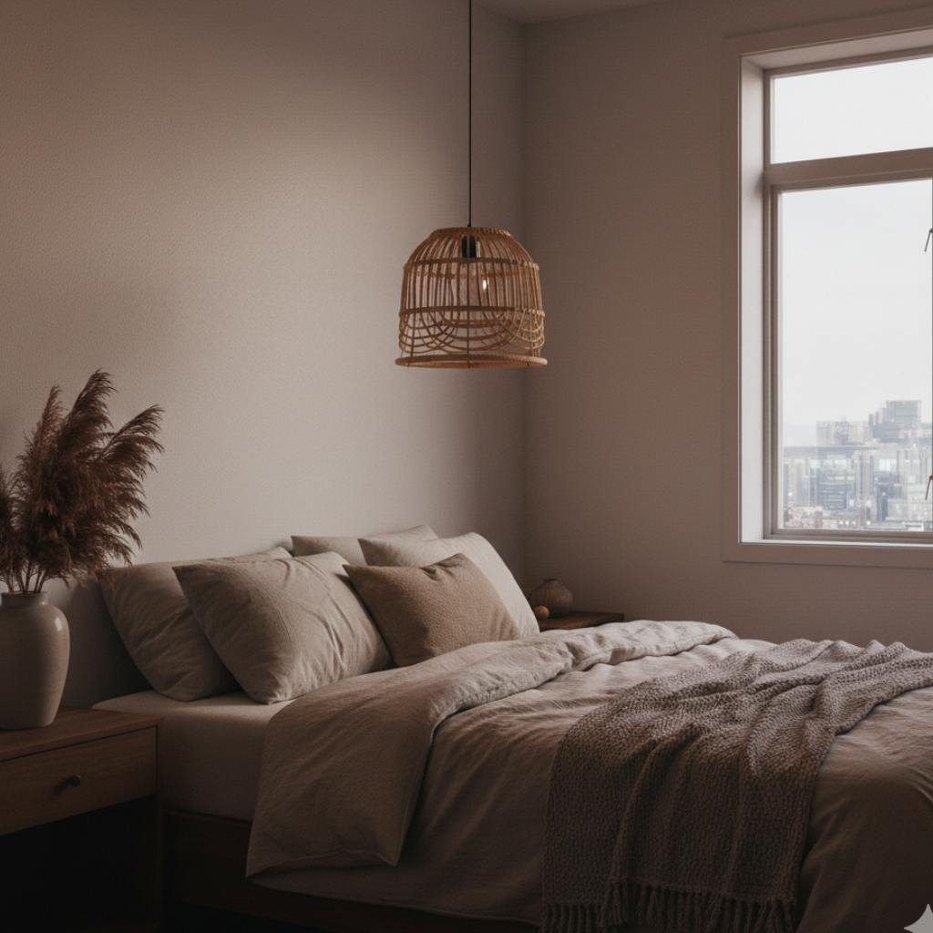 Abat-jour Passy en suspension dans une chambre claire
