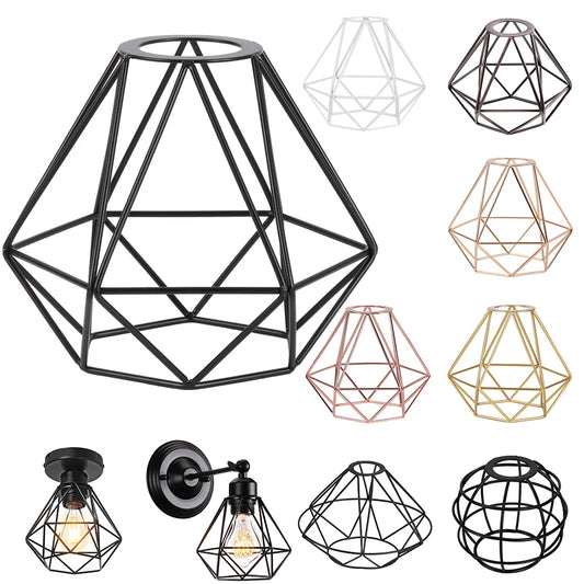 Abat-jour Pyramides en cage de fer géométrique disponible en 8 coloris