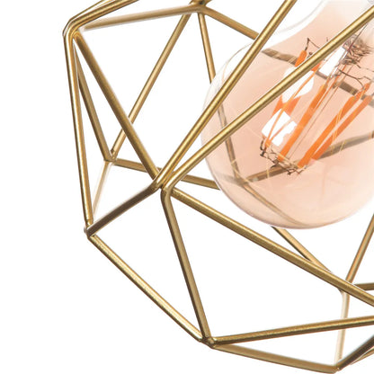 Détail de la cage en fer géométrique de l’abat-jour Pyramides