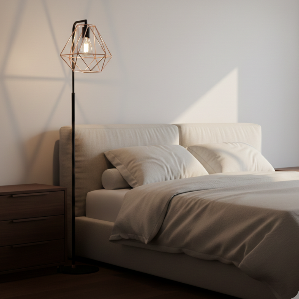 Abat-jour Pyramides en suspension dans une chambre claire