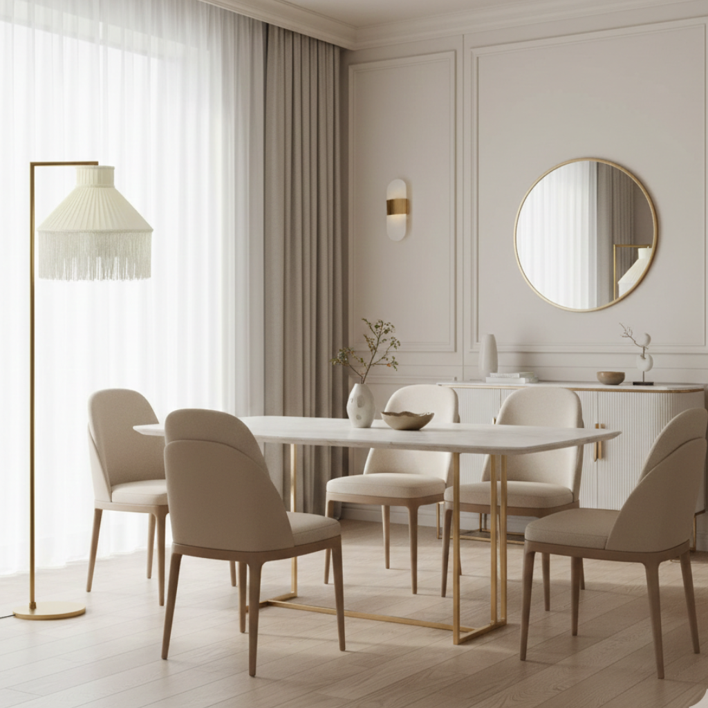 Abat-jour Rochechouart sur lampe de table dans un coin lecture clair