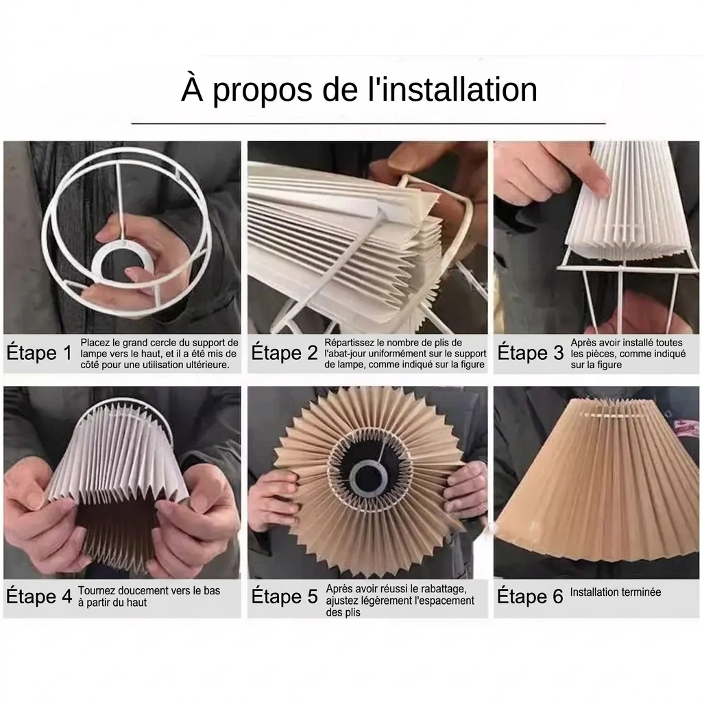 Guide d’installation de l’abat-jour Sèvres en PVC plissé