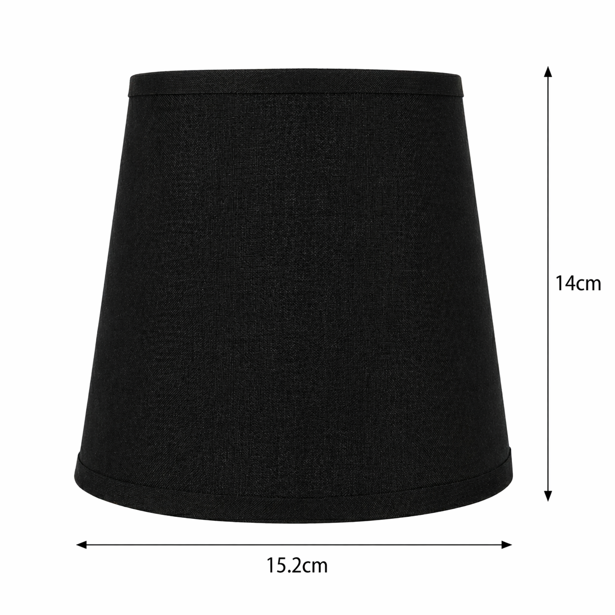 Dimensions des abat-jours Cambon noirs : diamètre 15 cm et hauteur 14 cm