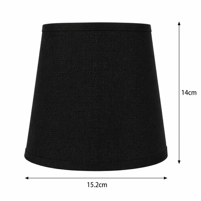 Dimensions des abat-jours Cambon noirs : diamètre 15 cm et hauteur 14 cm