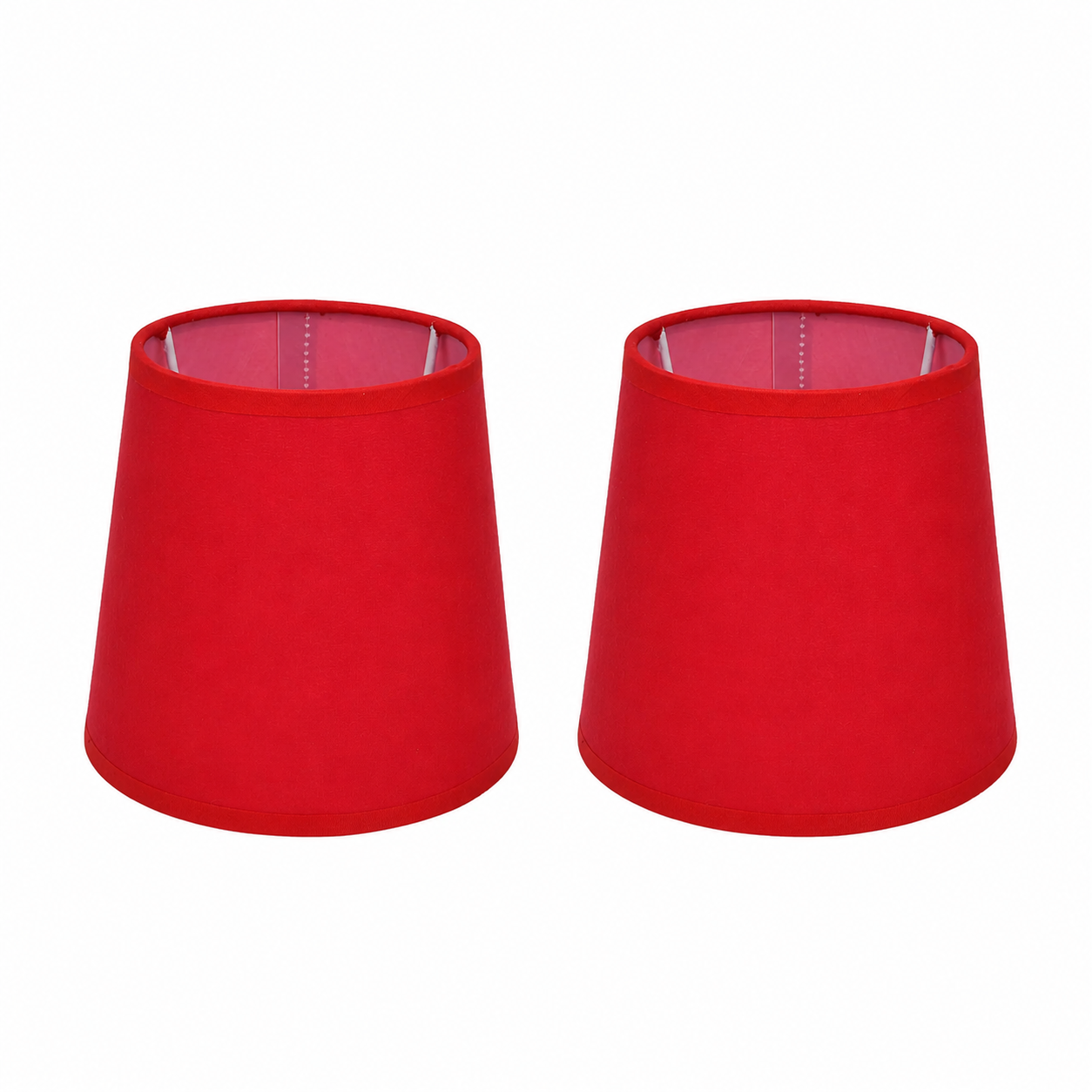 Lot de 2 abat-jours Cambon rouges en tissu soyeux
