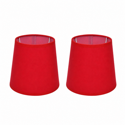 Lot de 2 abat-jours Cambon rouges en tissu soyeux