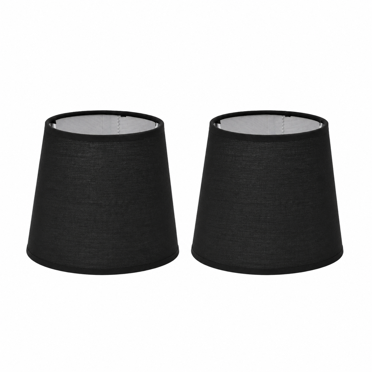 Lot de 2 abat-jours Cambon noirs en tissu soyeux compatible E14 diamètre 15 cm