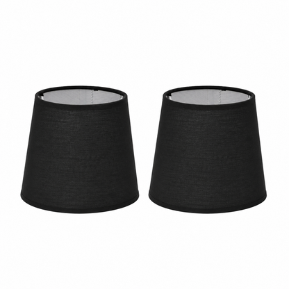 Lot de 2 abat-jours Cambon noirs en tissu soyeux compatible E14 diamètre 15 cm