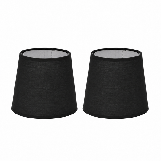 Lot de 2 abat-jours Cambon noirs en tissu soyeux compatible E14 diamètre 15 cm
