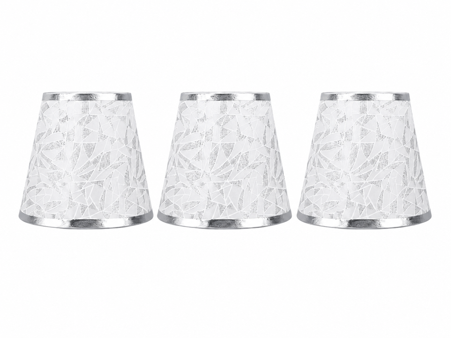 Lot de 3 abat-jours Réaumur argentés en tissu cylindrique à clipser