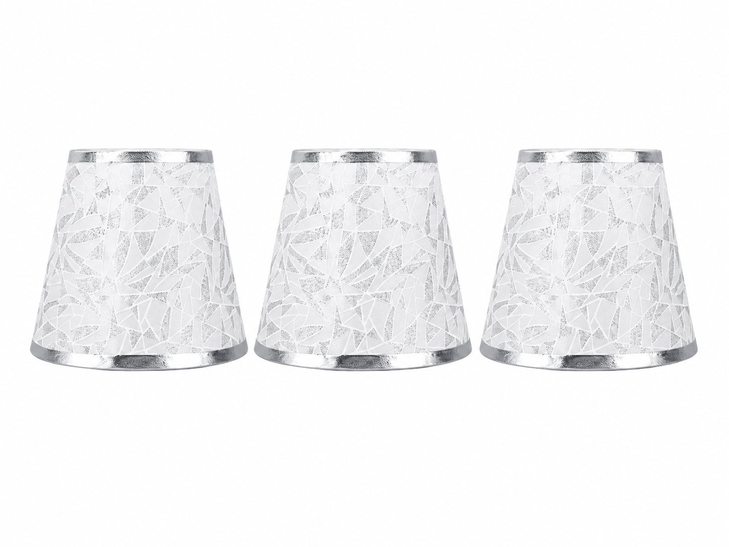 Lot de 3 abat-jours Réaumur argentés en tissu cylindrique à clipser