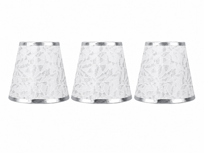 Lot de 3 abat-jours Réaumur argentés en tissu cylindrique à clipser
