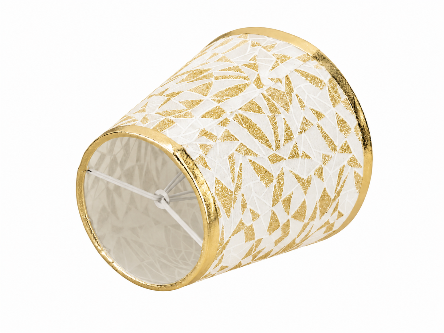 Abat-jour Réaumur dorée en tissu cylindrique vu de côté