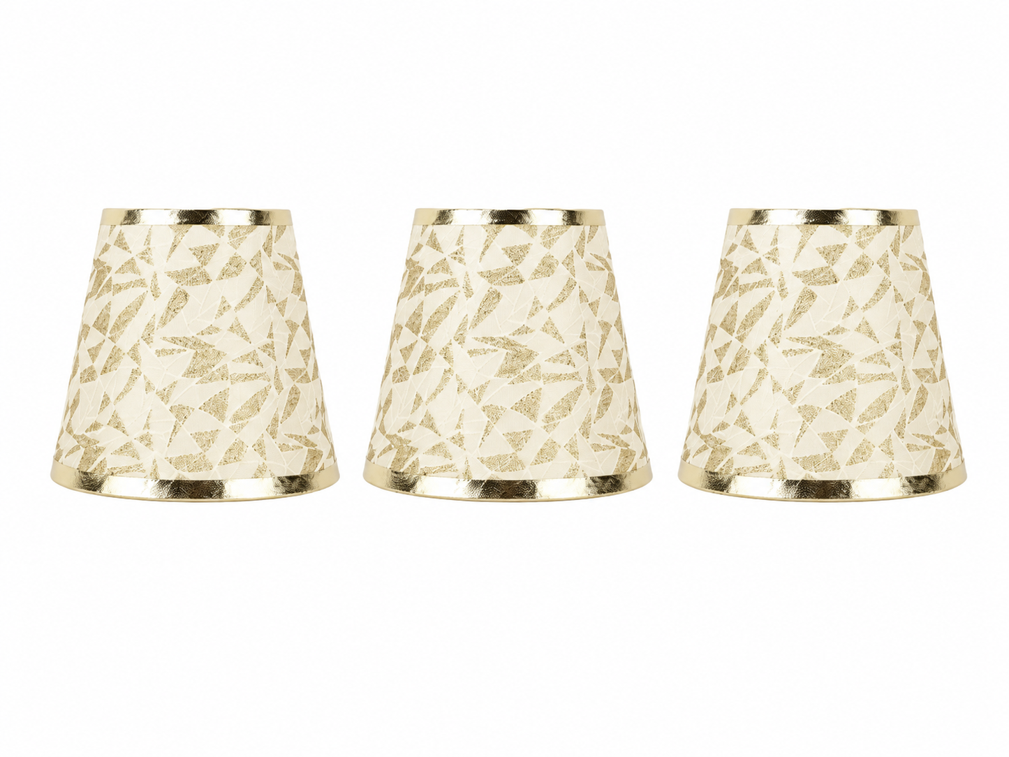 Lot de 3 abat-jours Réaumur dorés en tissu cylindrique à clipser diamètre 14 cm