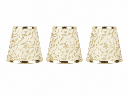 Lot de 3 abat-jours Réaumur dorés en tissu cylindrique à clipser diamètre 14 cm
